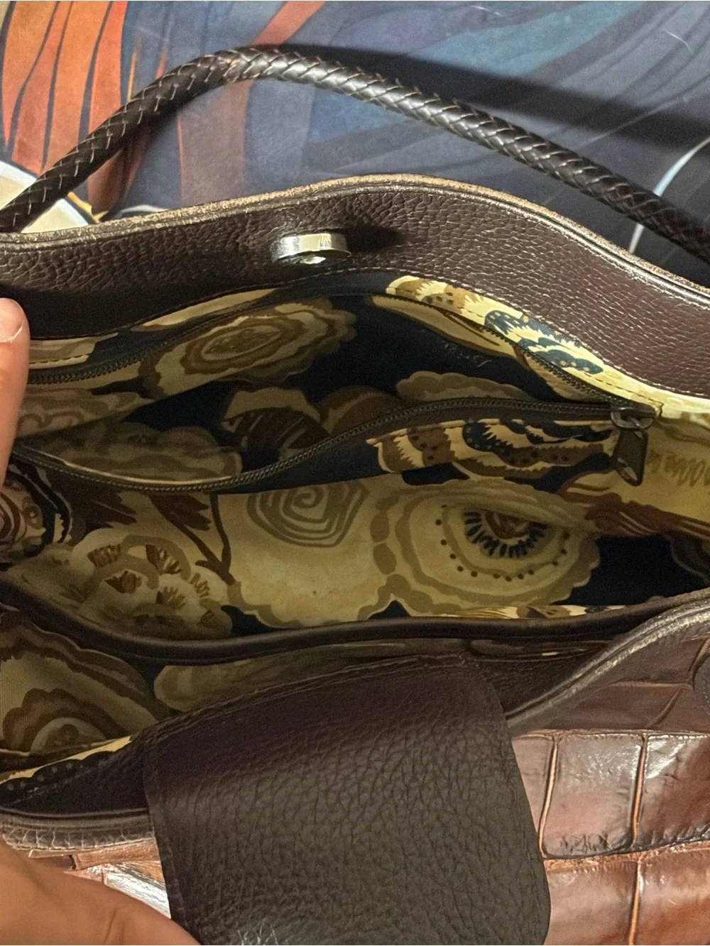 Brighton Brown Croc-Embossed Shoulder Bag with Heart Charm